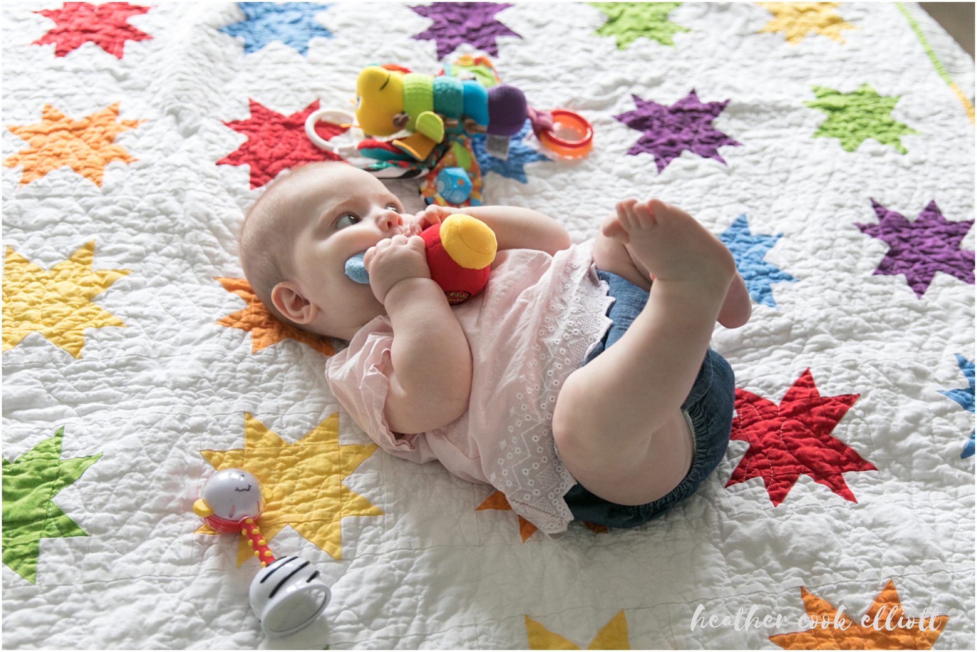 natural light six month portrait in child's nursery