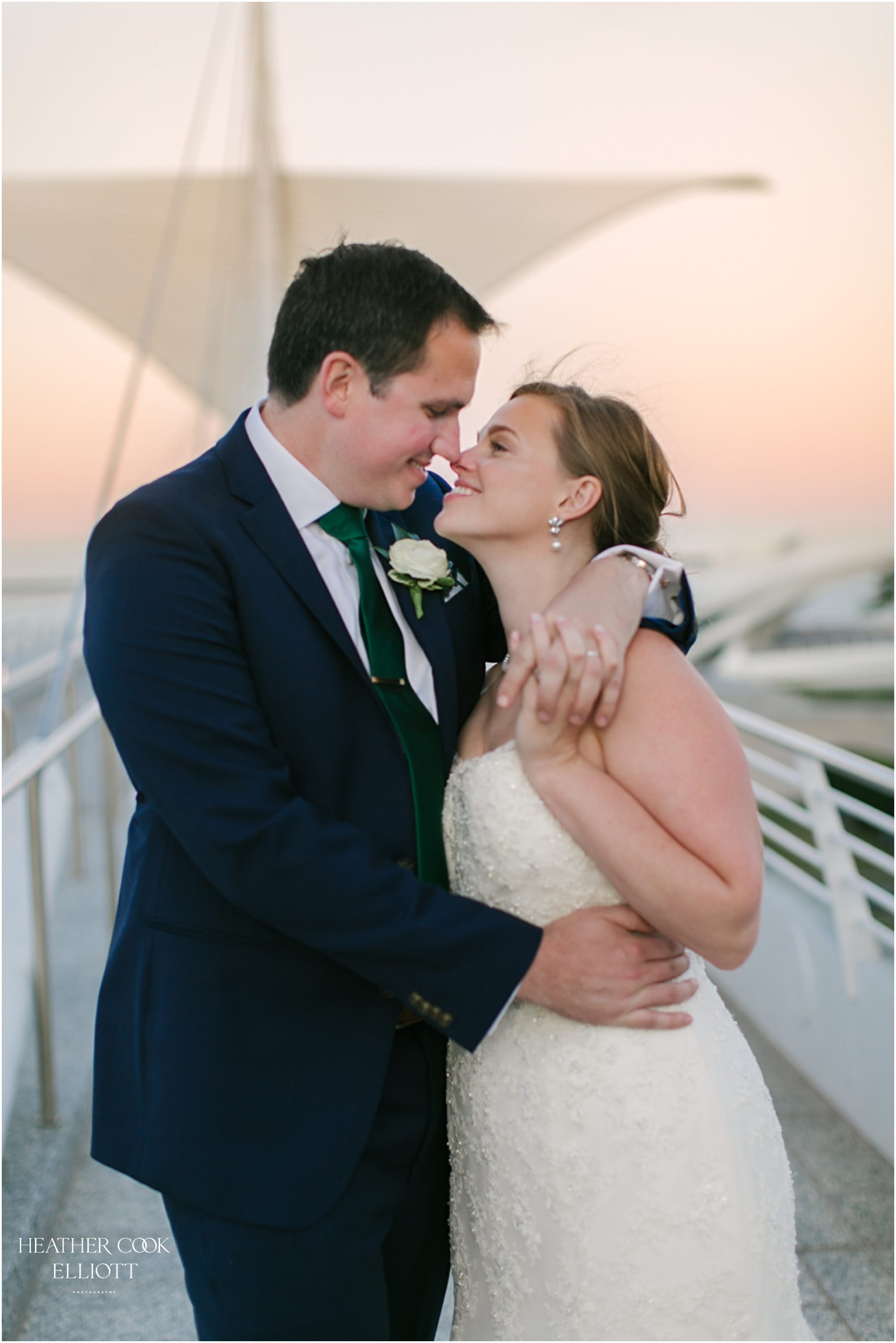 milwaukee art museum at sunset golden hour photo