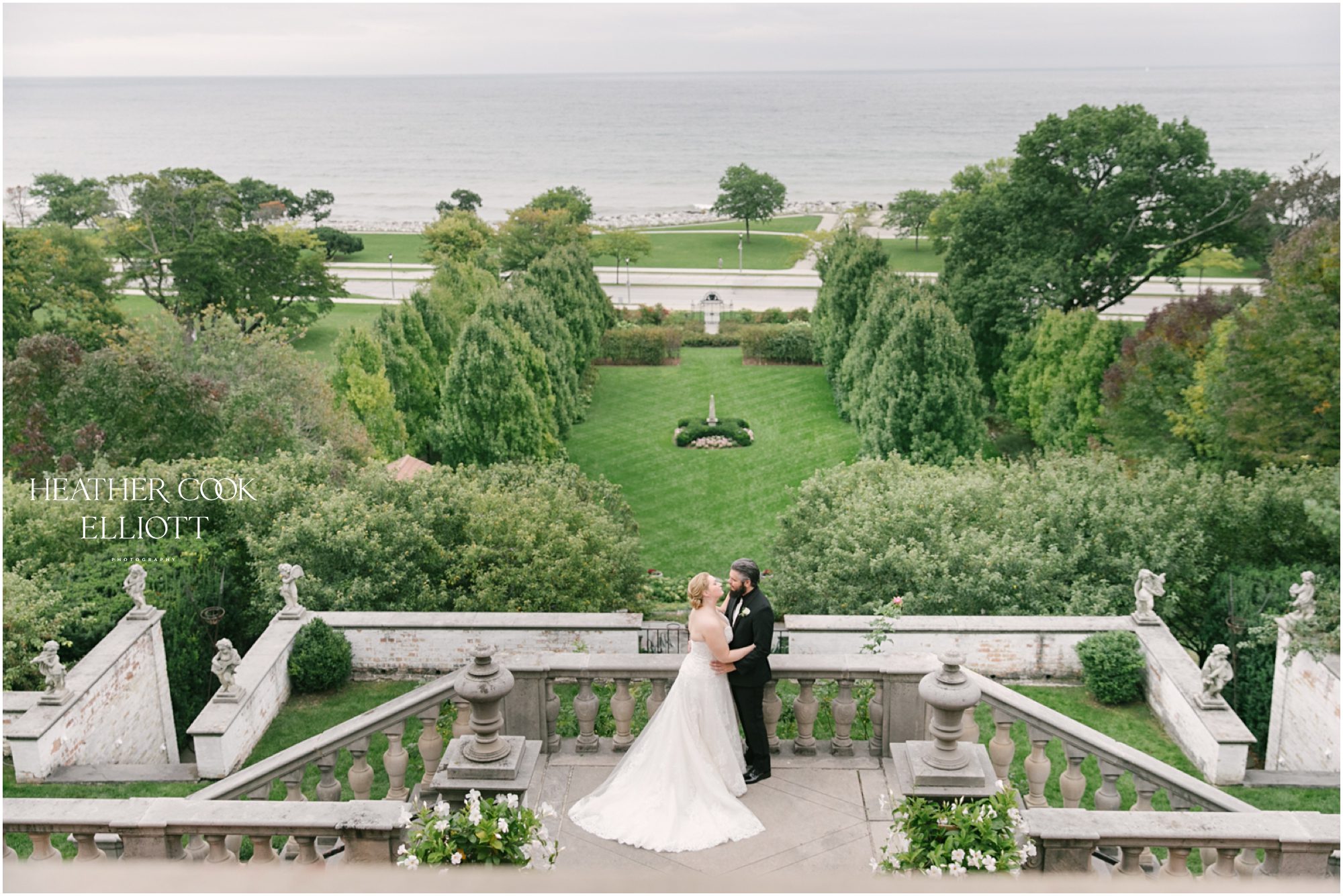 villa terrace wedding overlooking lake 