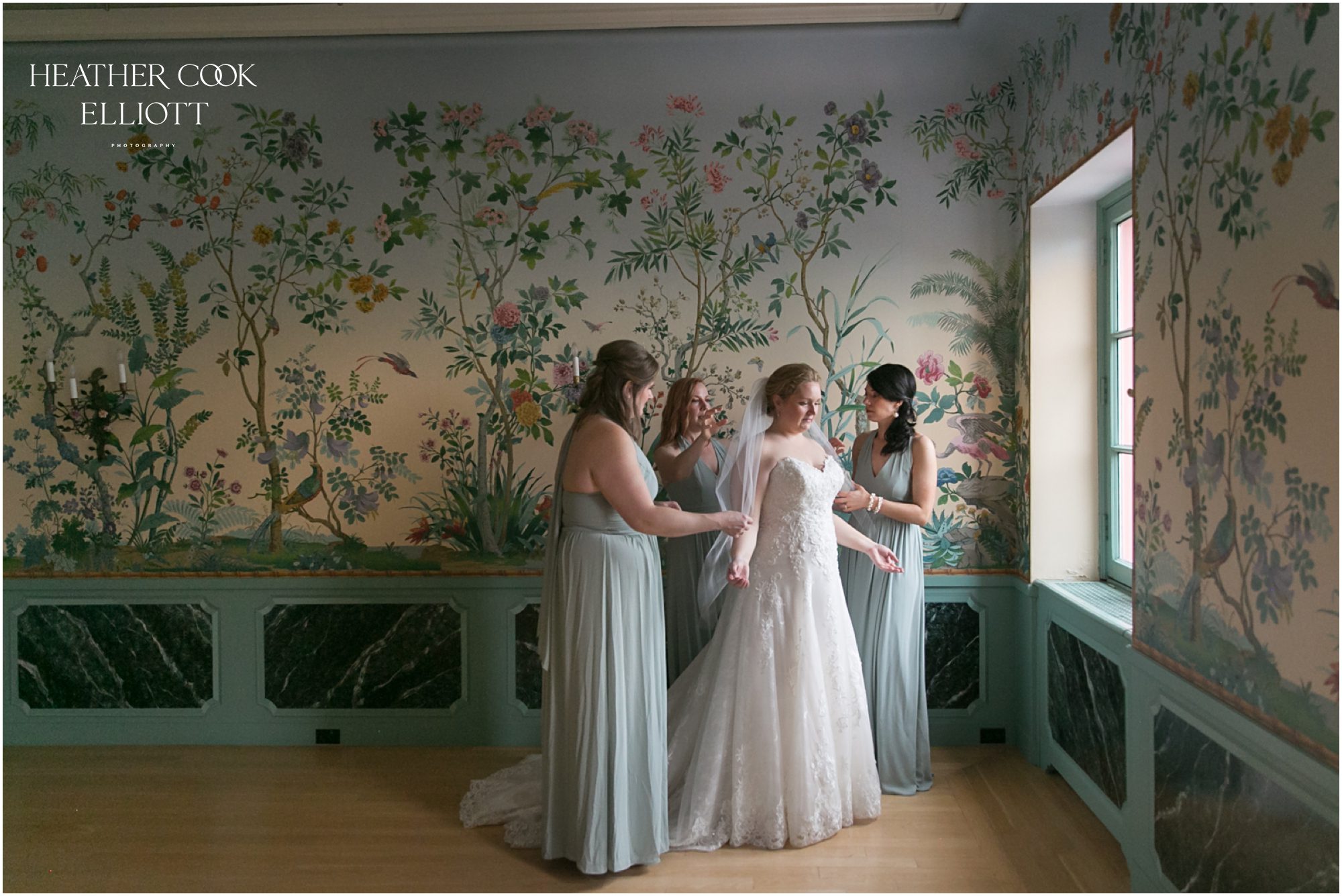 villa terrace wedding bride getting ready