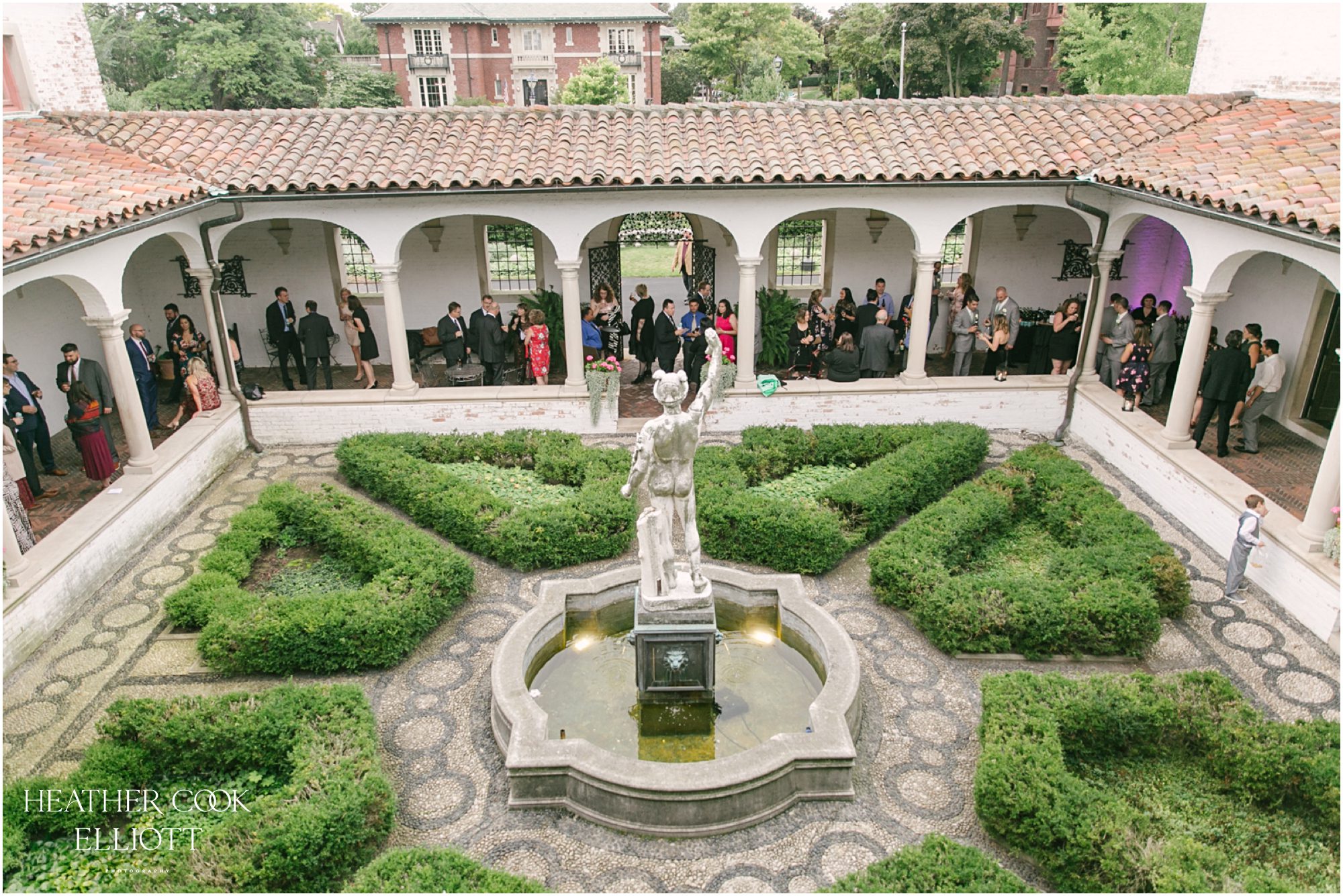 villa terrace cocktails in courtyard