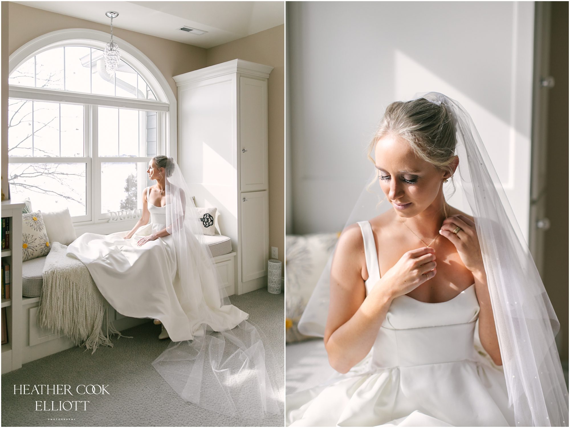 wisconsin winter wedding bridal portrait by the lake
