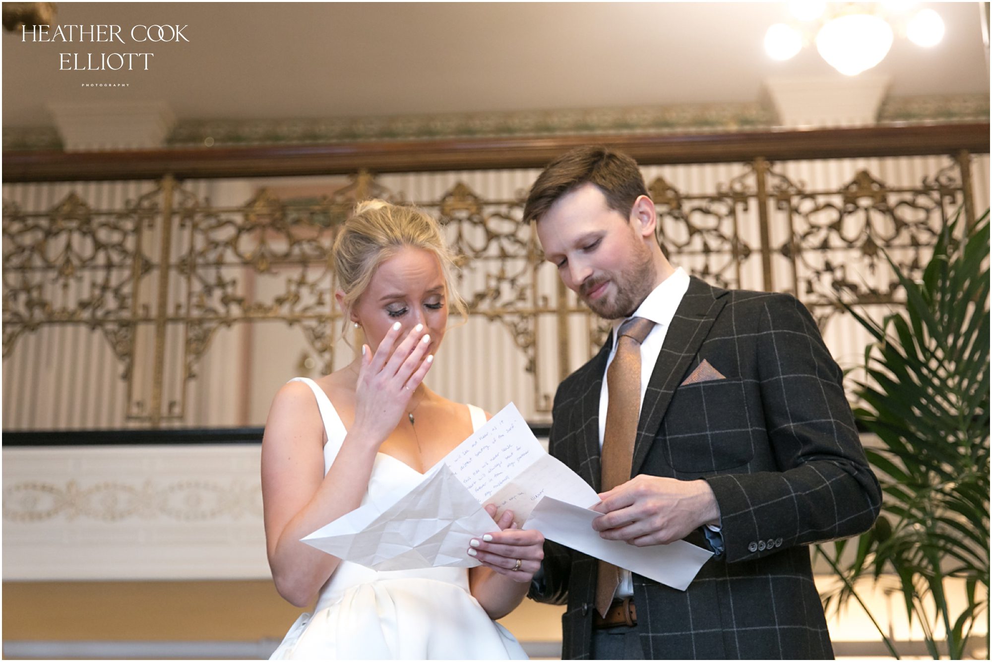 pfister winter wedding first look