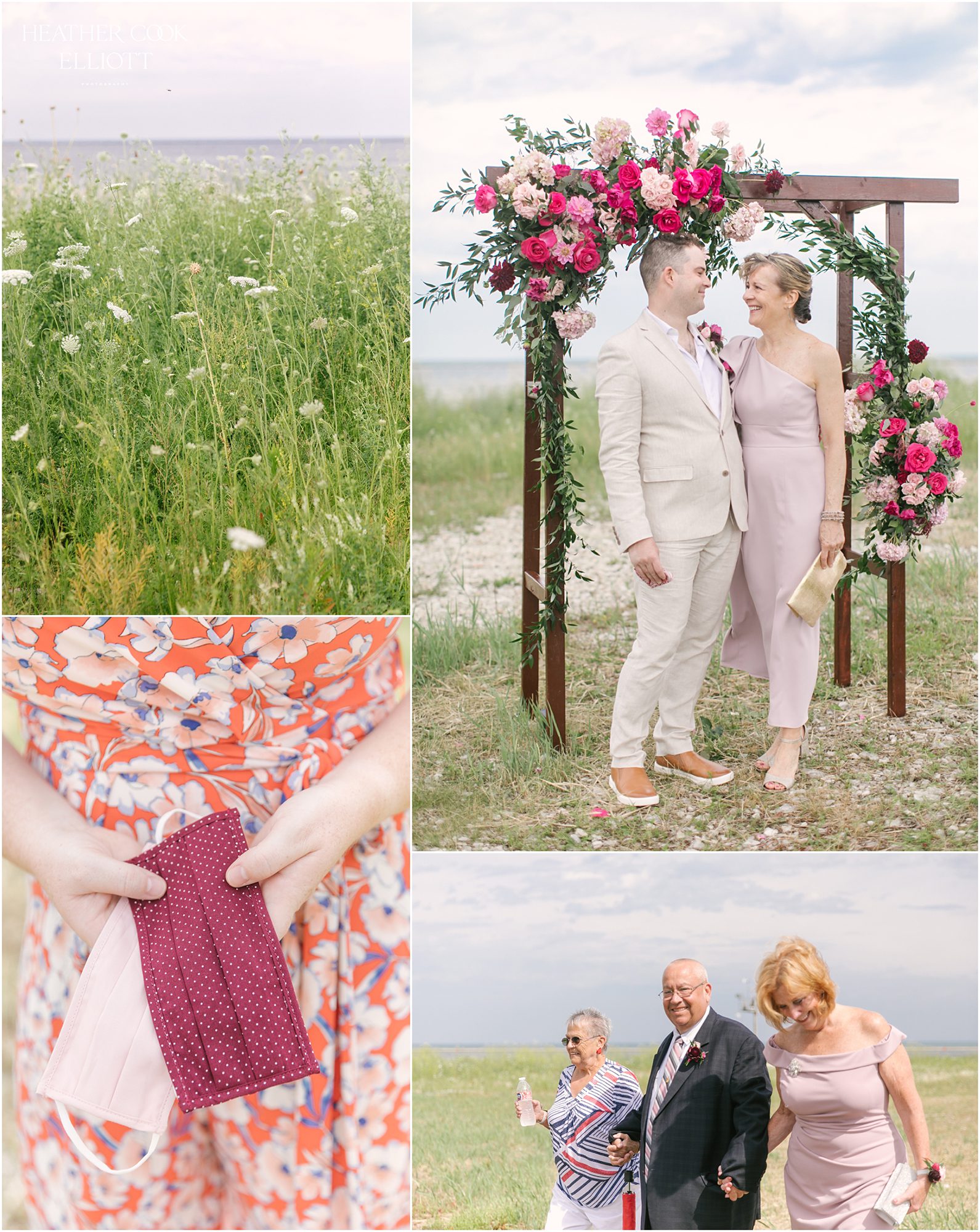 Milwaukee outdoor same sex wedding at port of milwaukee with gorgeous florals
