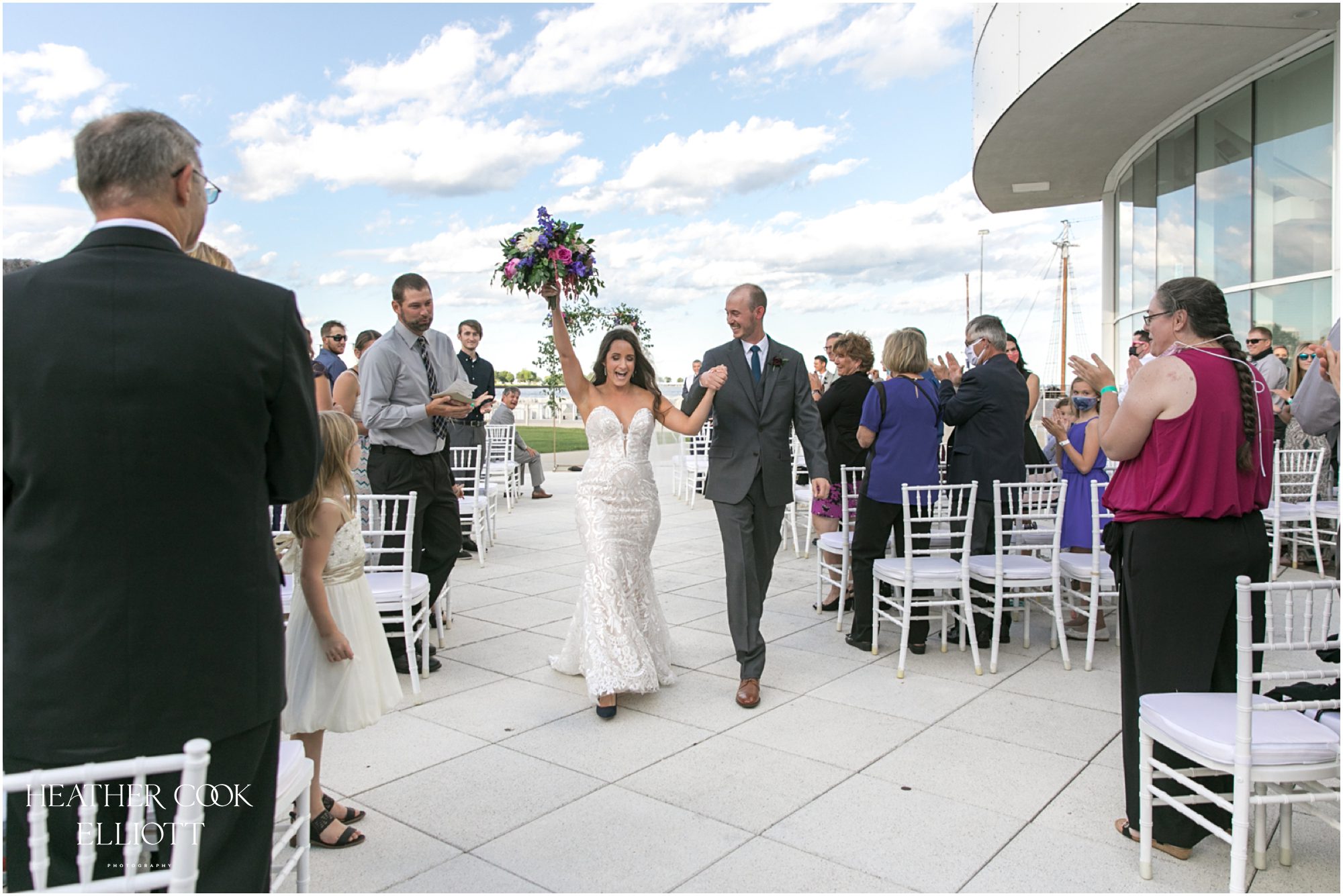 discovery world lakefront wedding ceremony on patio