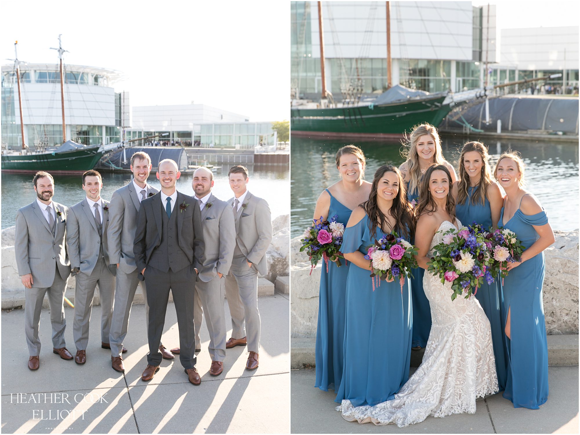 discovery world lakefront wedding and sunset portraits