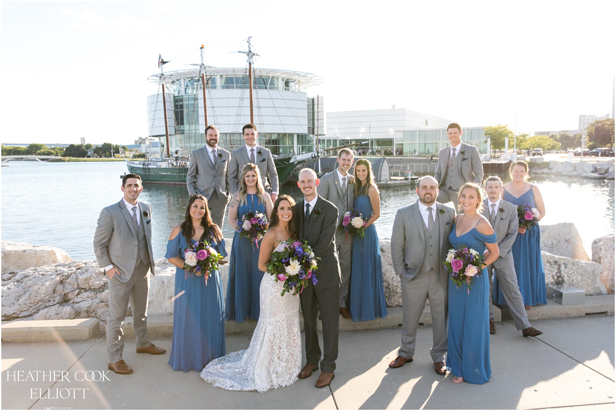 discovery world lakefront wedding and sunset portraits
