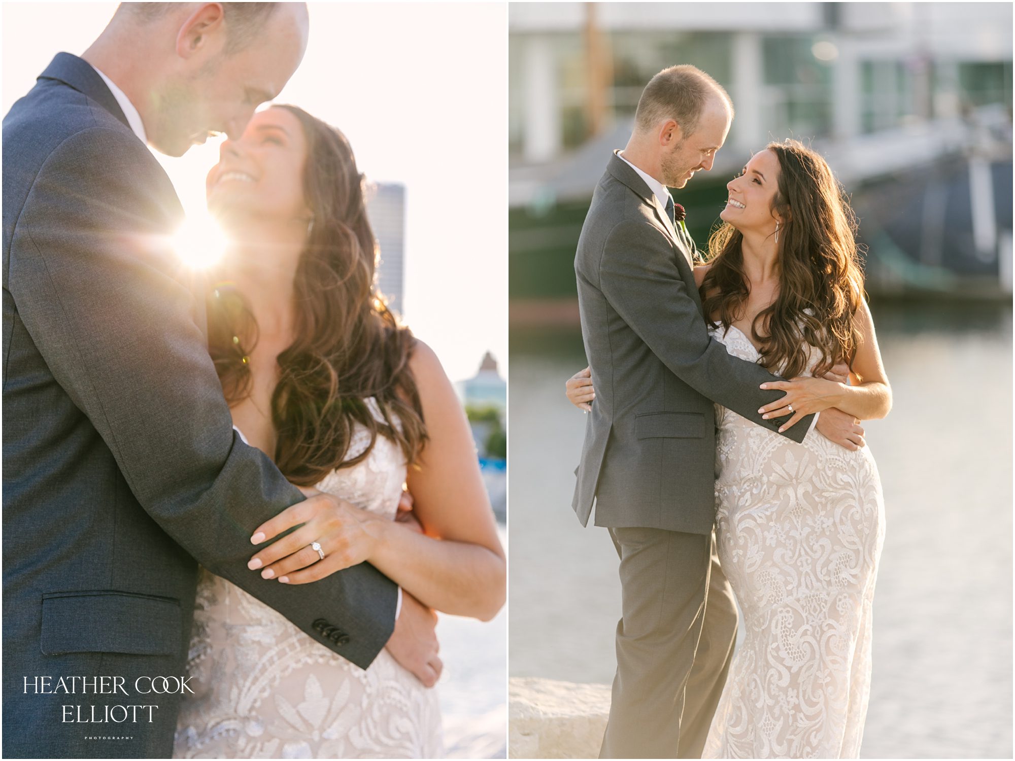 discovery world lakefront wedding and sunset portraits