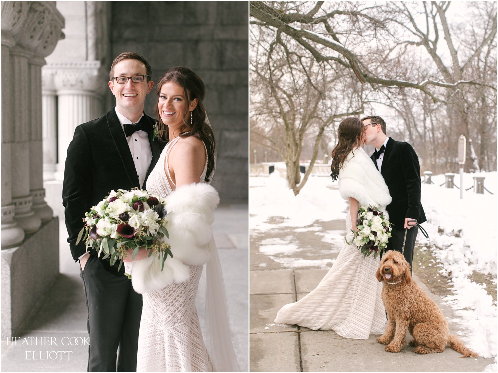 lake park and milwaukee winter wedding portraits