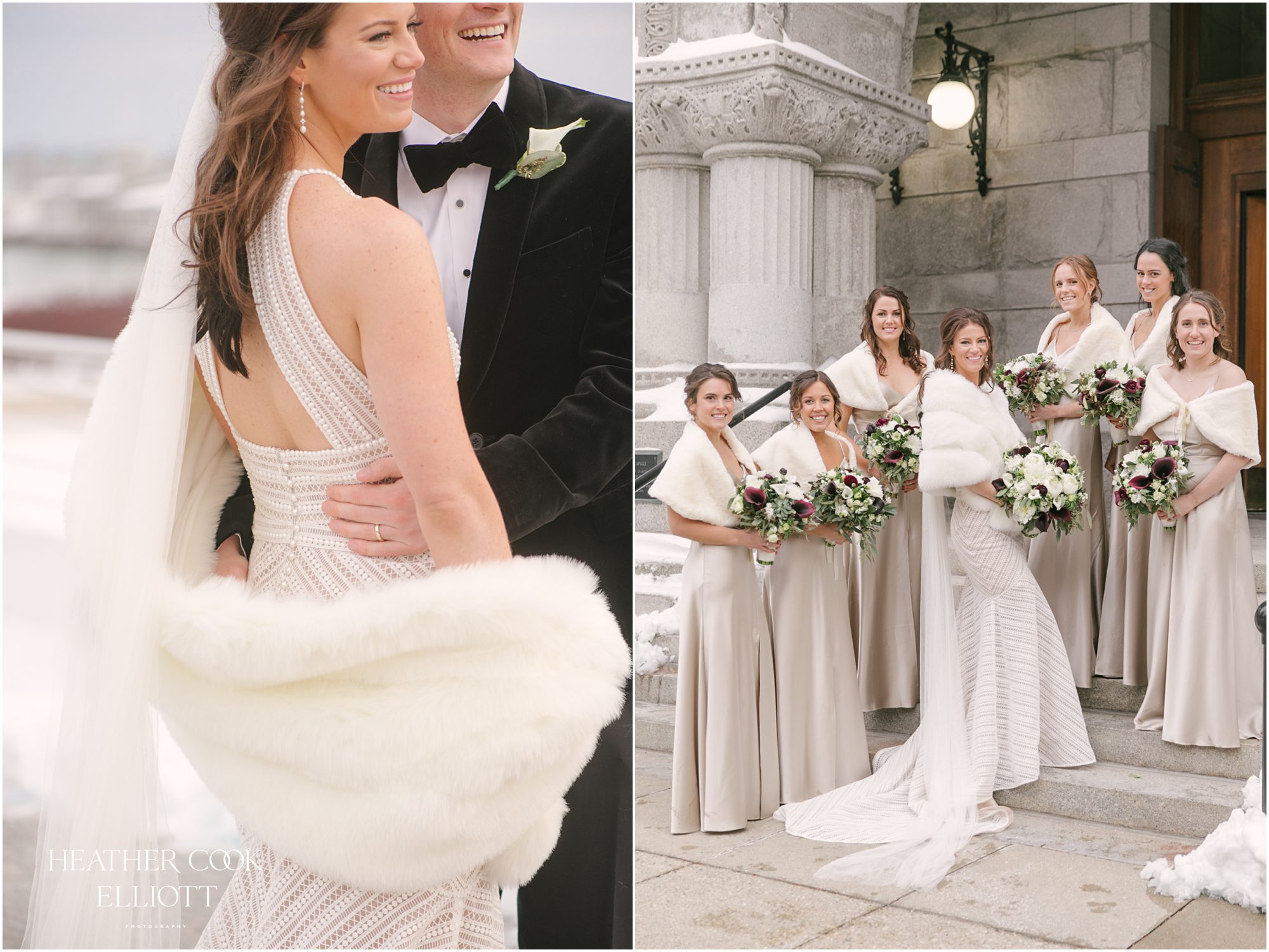 milwaukee winter wedding portrait with bridal party