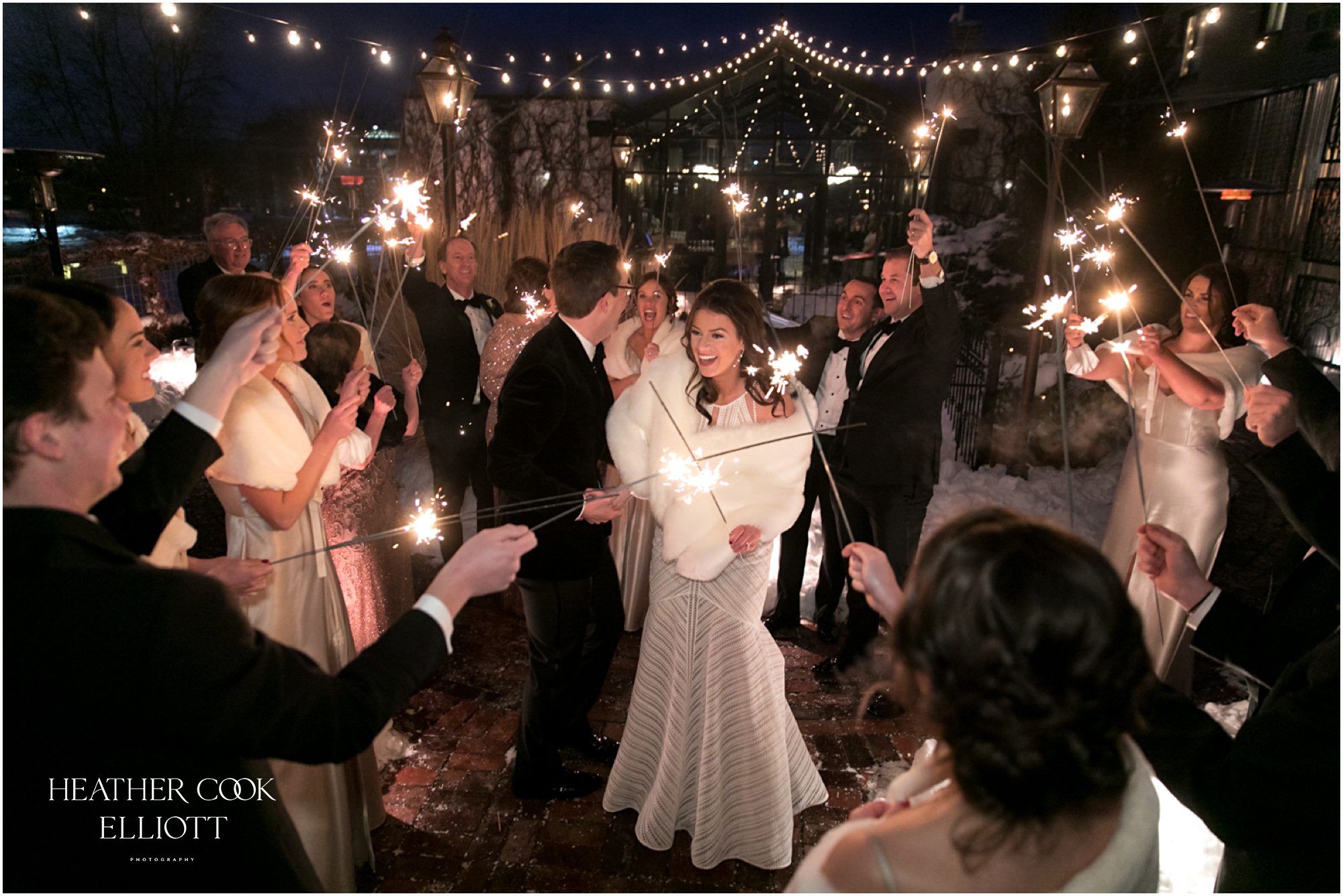 the atrium rooftop wedding sparklers