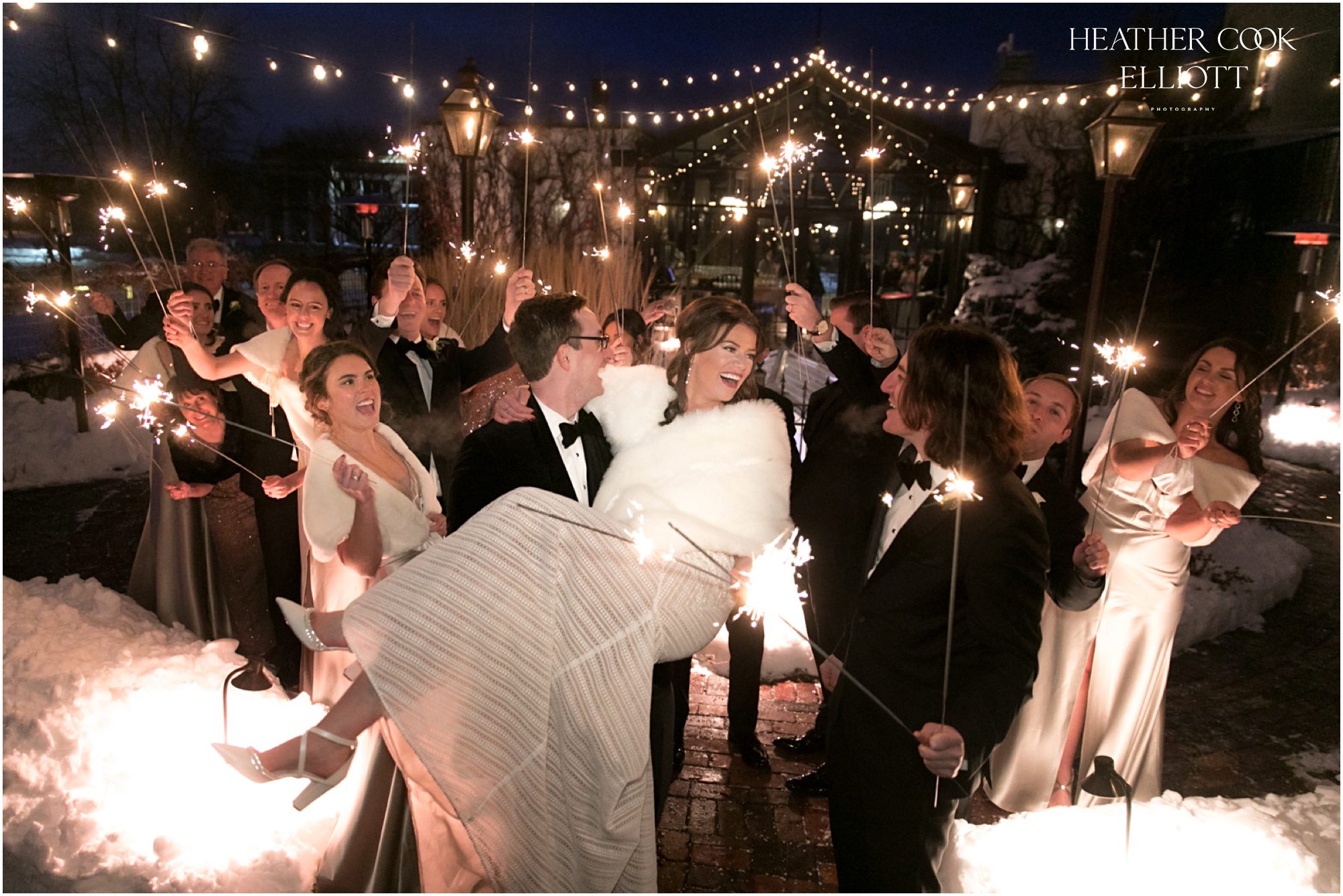 the atrium rooftop wedding sparklers