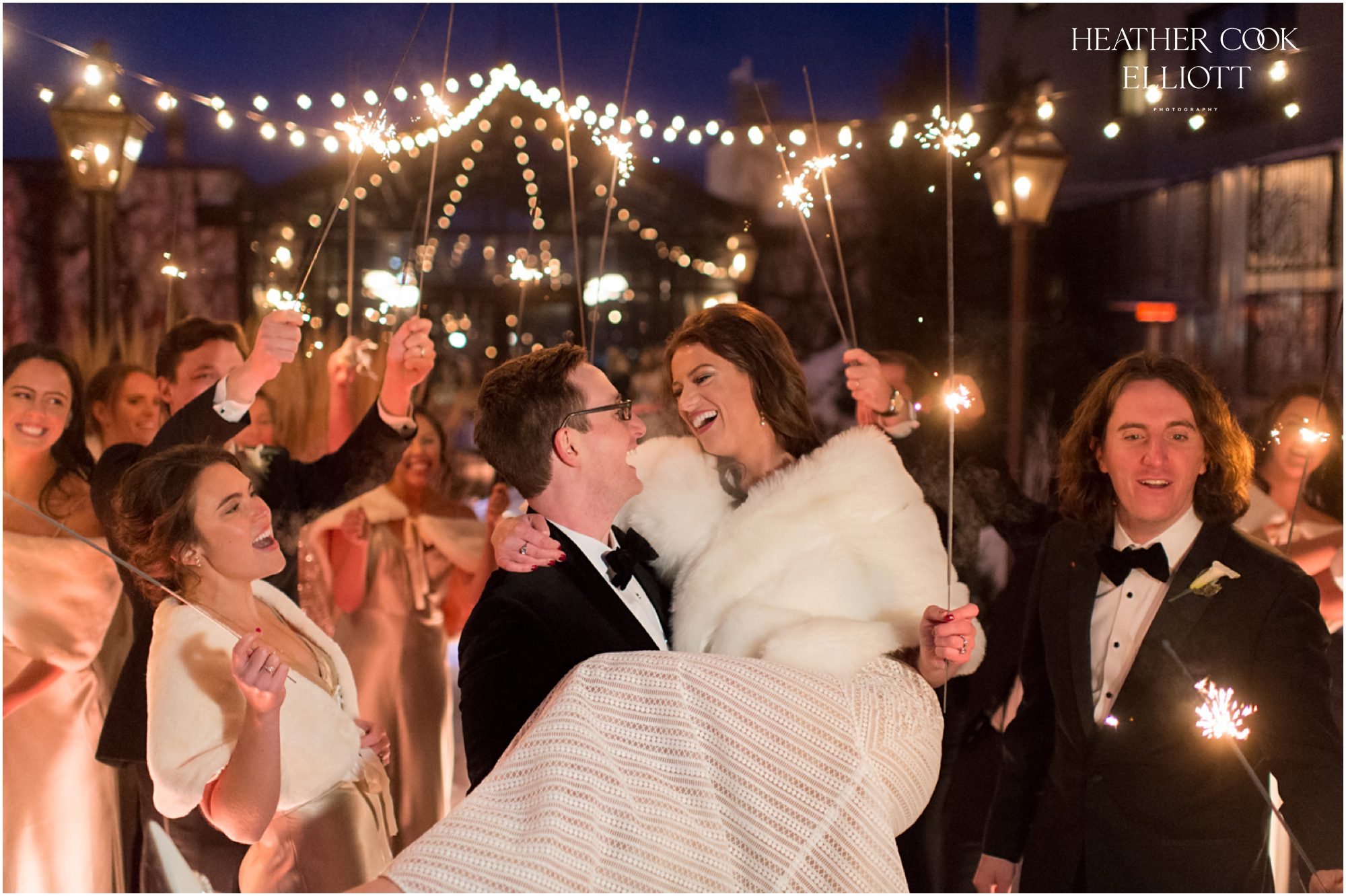 the atrium rooftop wedding sparklers