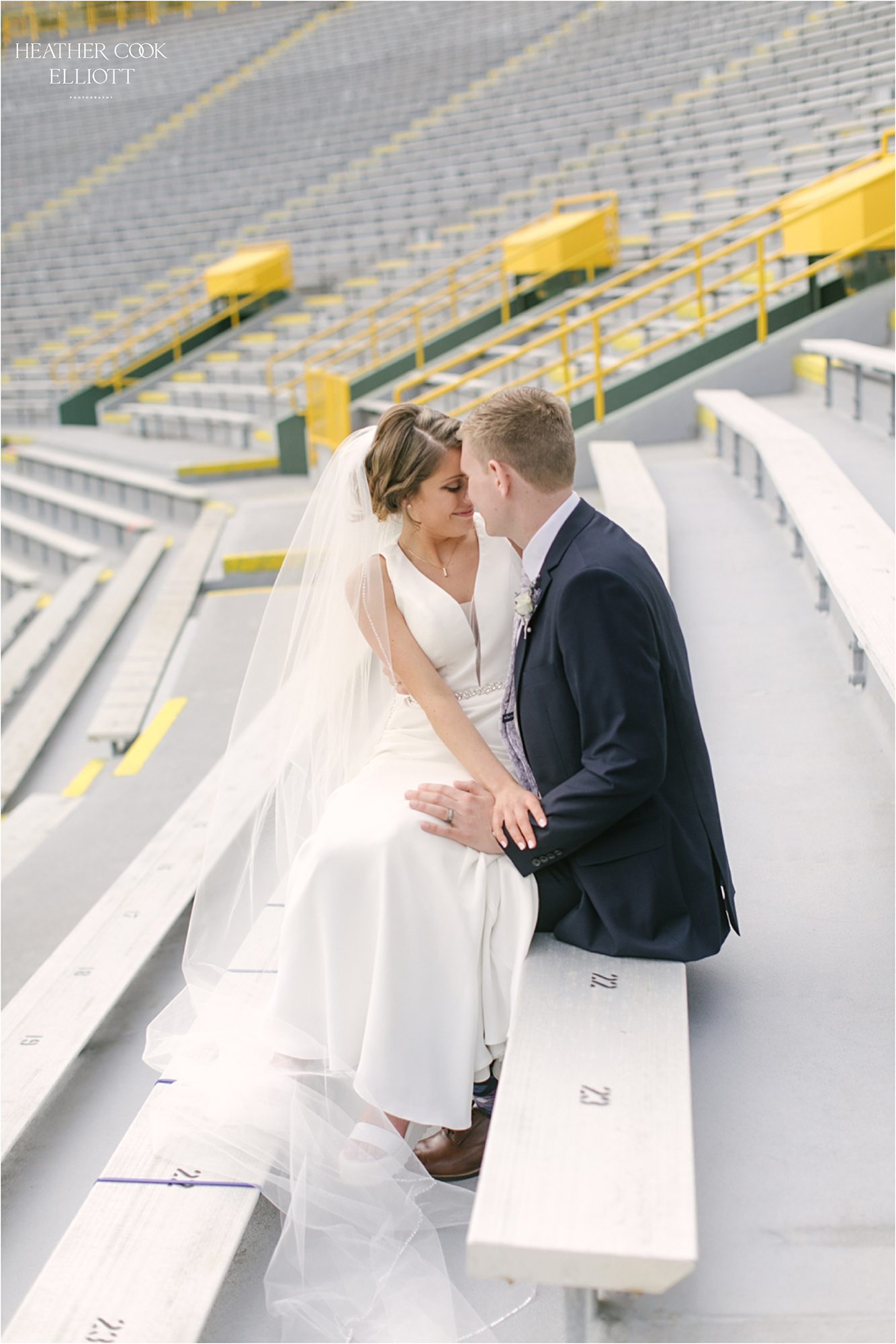 bridal party portrait at lambeau field