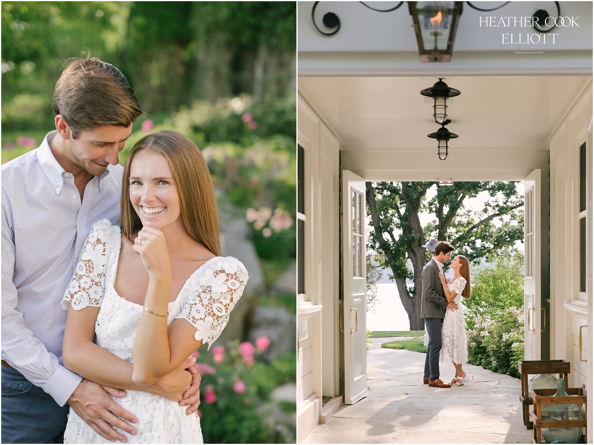 wisconsin lake house engagement session on pier