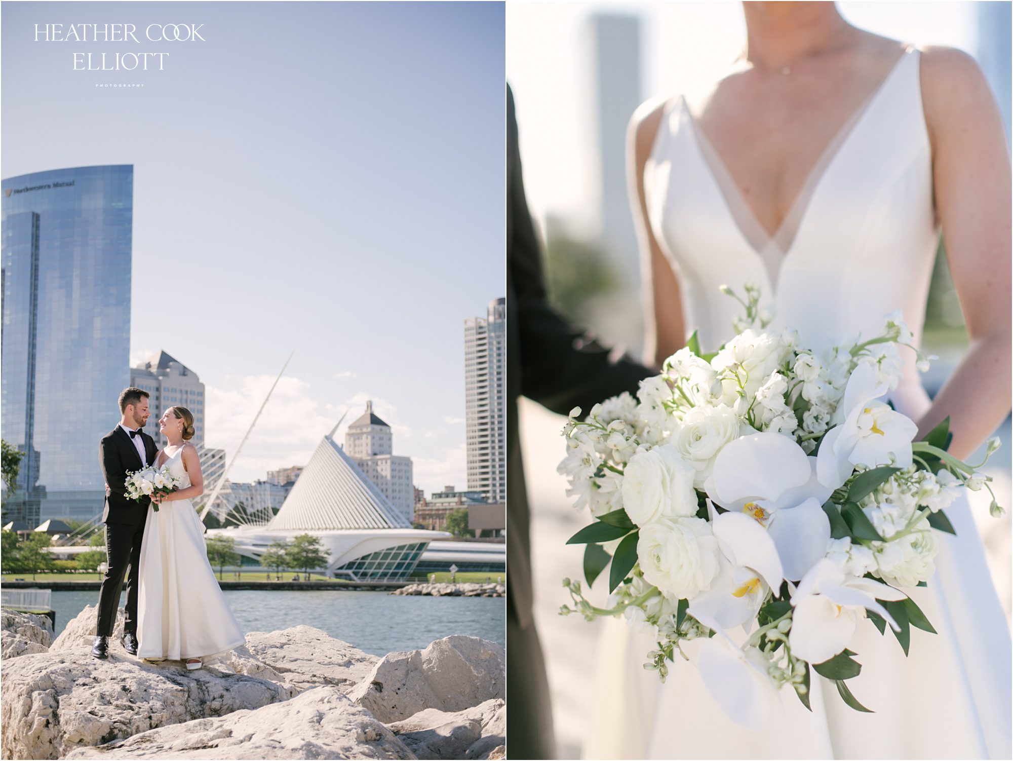 romantic classic milwaukee lakefront wedding photos at art musuem