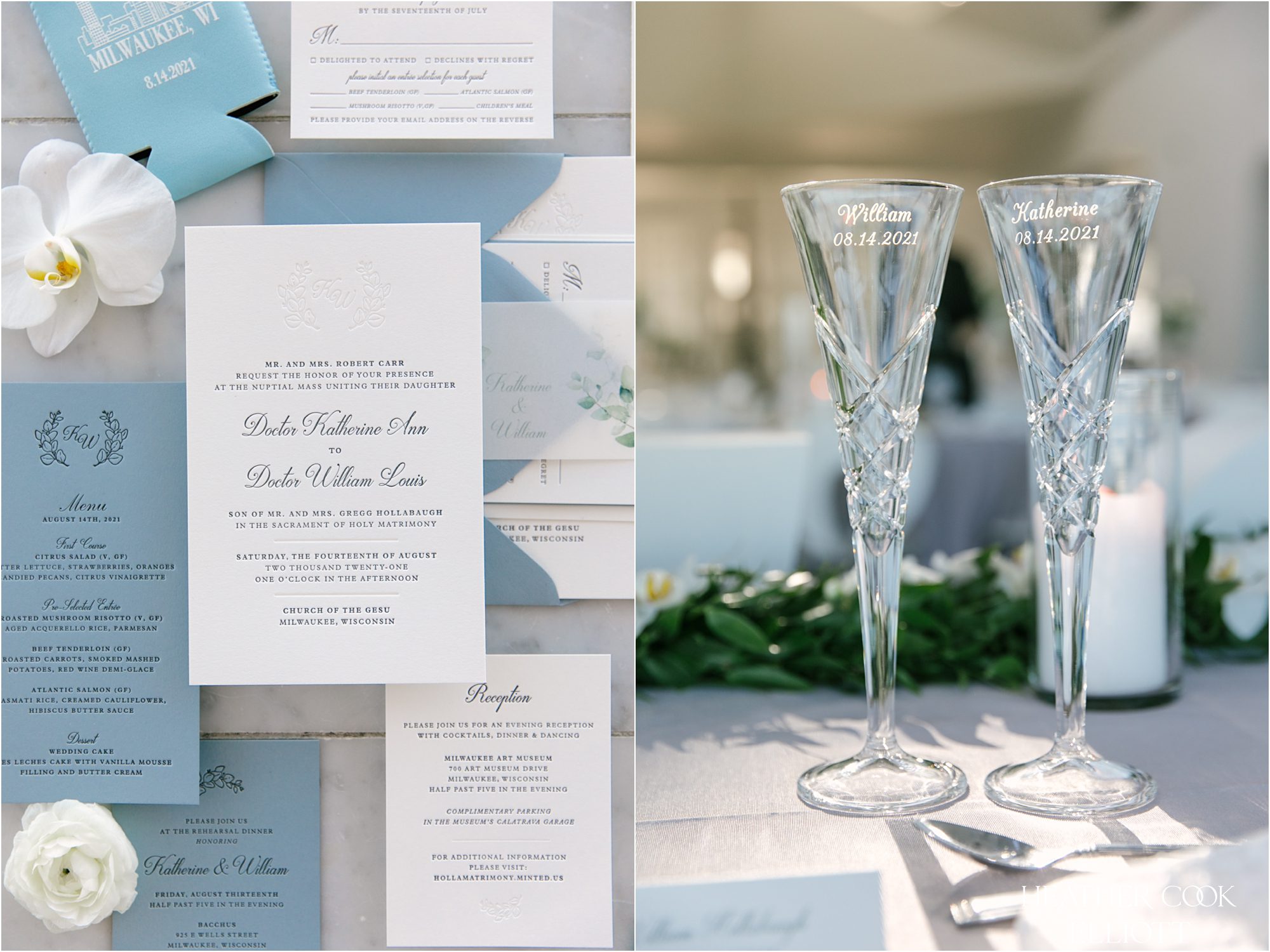 milwaukee art museum summer wedding reception with jane kelly floral details