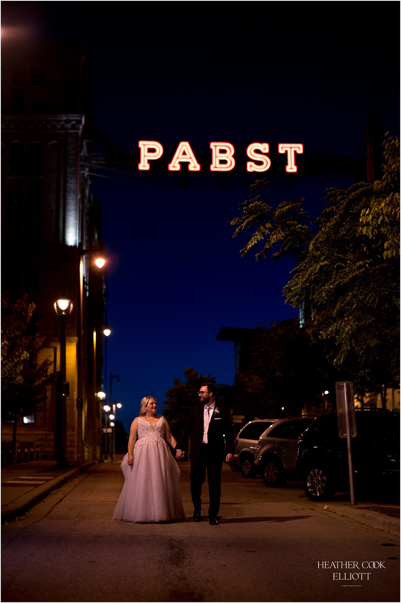 pabst wedding blue hour night photos