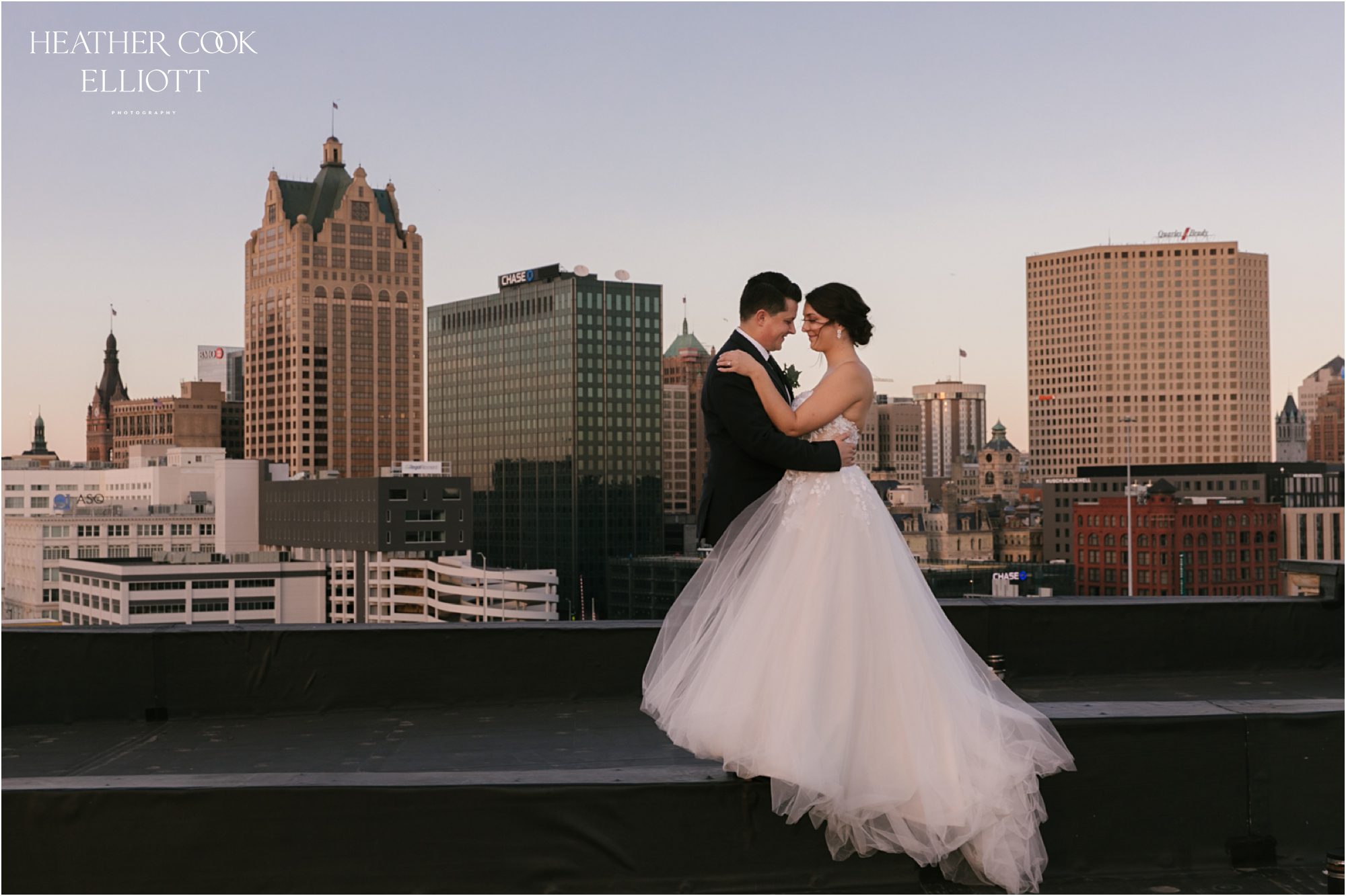 pritzlaff fall wedding reception rooftop portraits