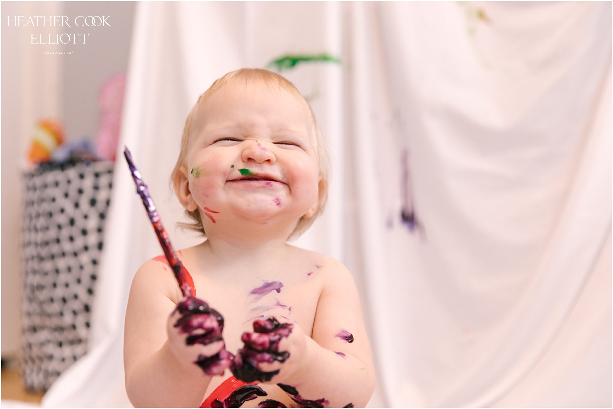 1 year family session and painting party at home