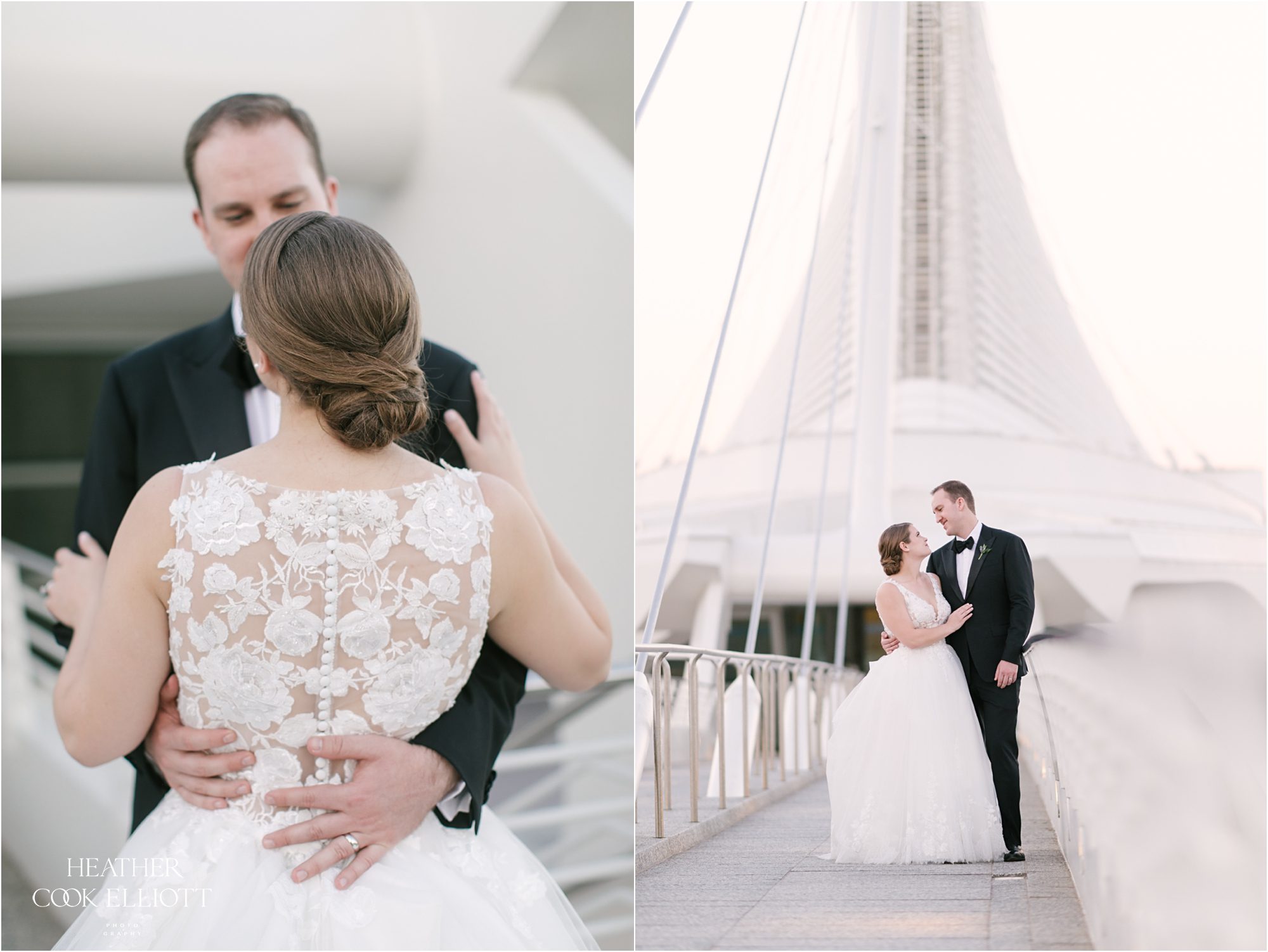 milwaukee art museum golden hour wedding