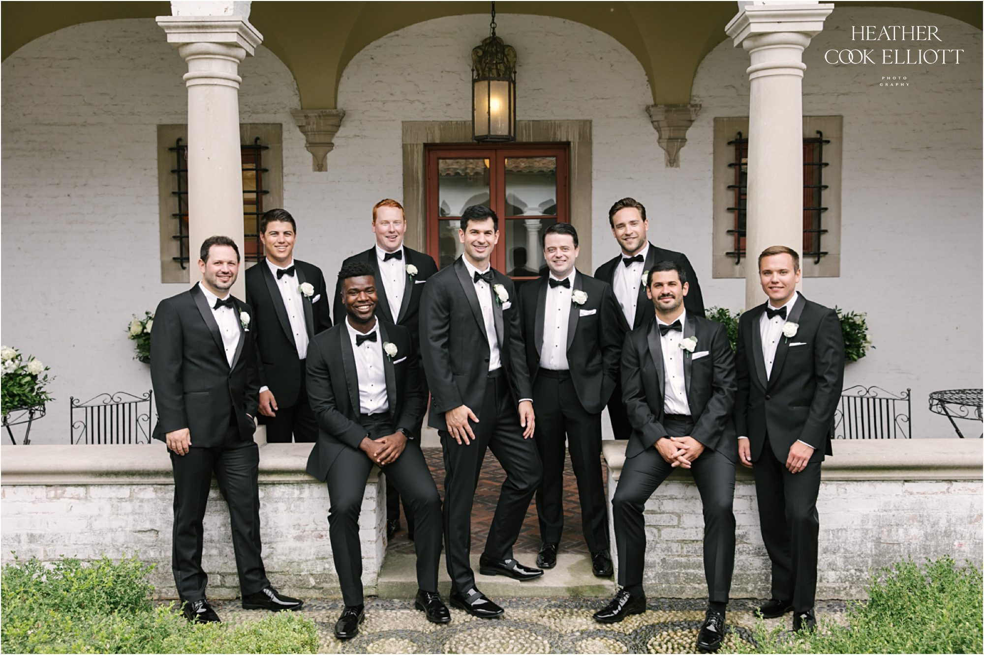 villa terrace first look and bridal portraits