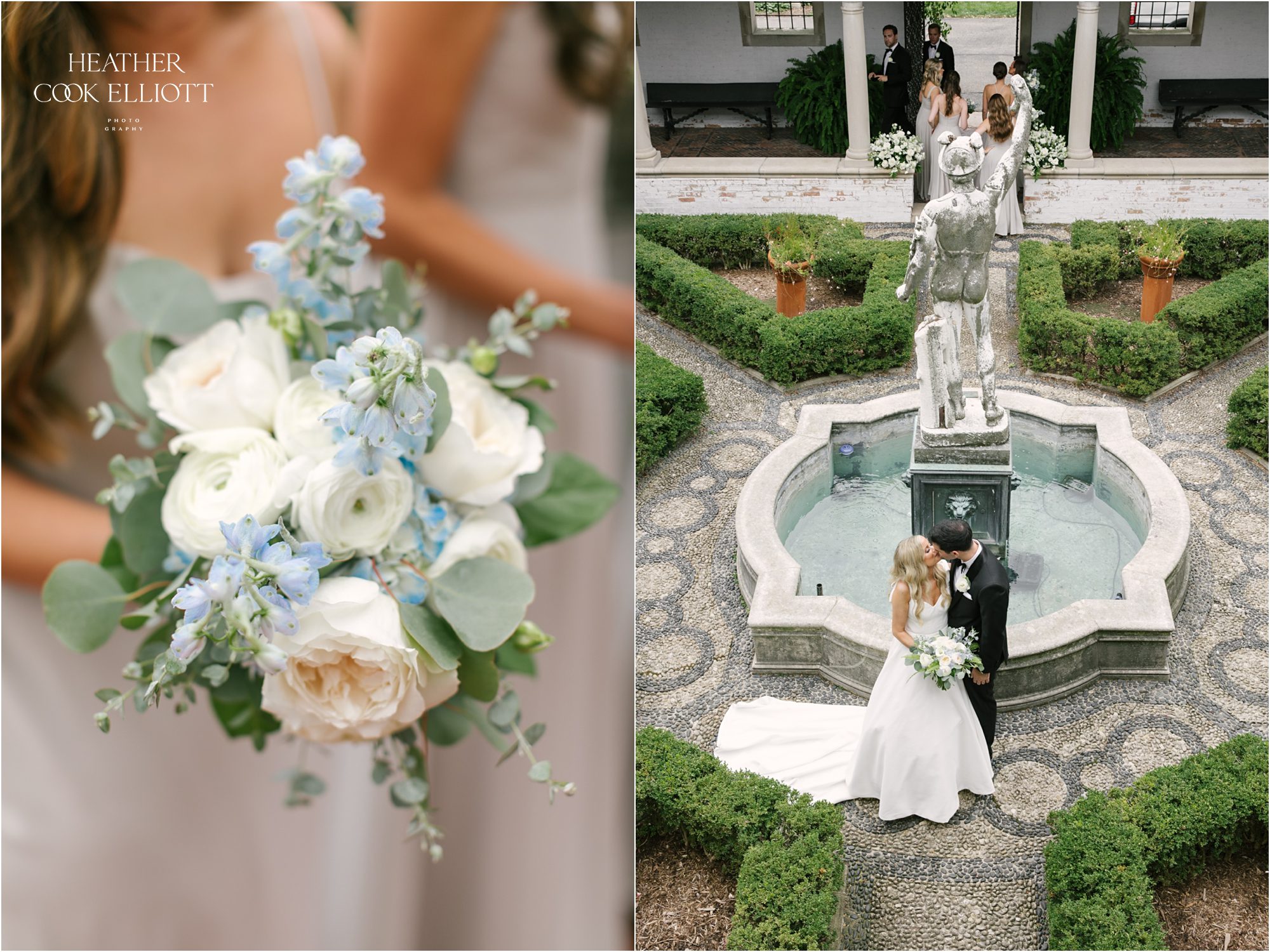 villa terrace first look and bridal portraits