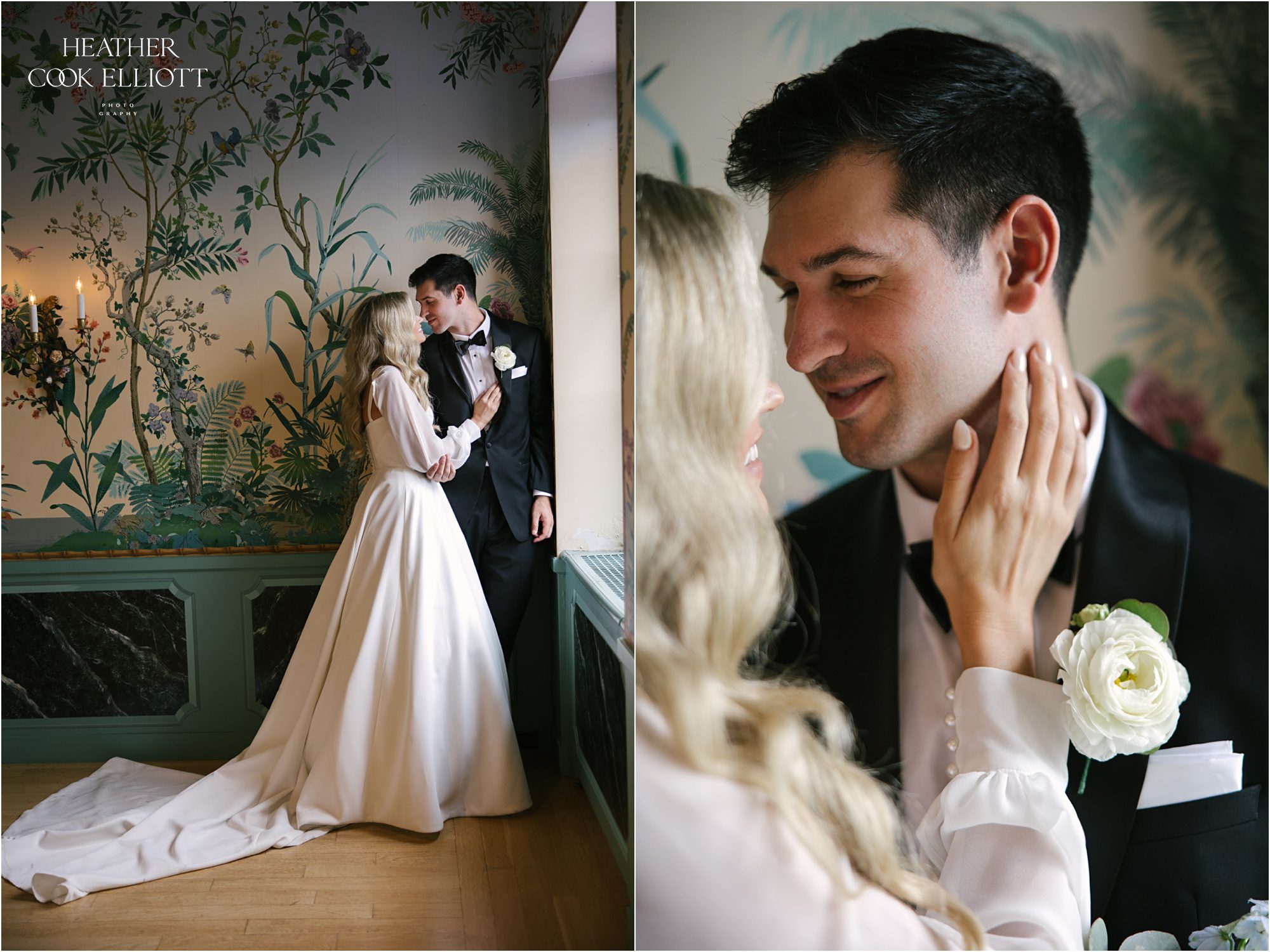 villa terrace first look and bridal portraits