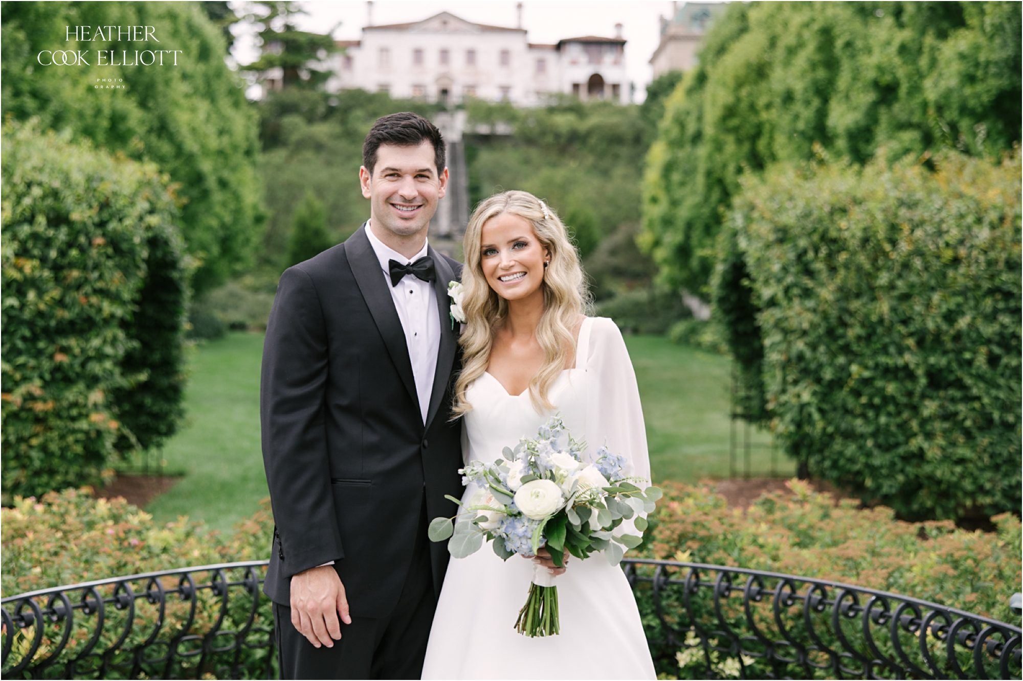 villa terrace first look and bridal portraits