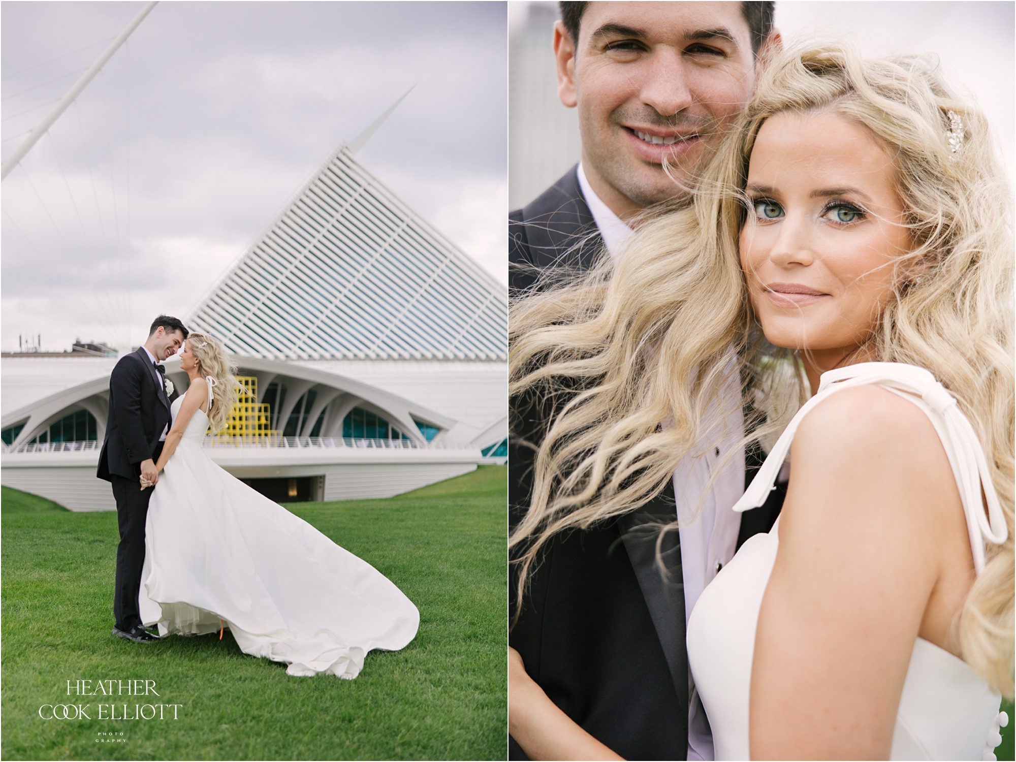 milwaukee art museum wedding on a windy day